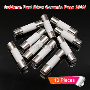 10pcs/lot 6*30mm Fast Blow Ceramic Fuse 6x30mm 250V 0.1A 0.2A 0.5A 1A 1.5A 2A 2.5A 3A 3.15A 4A 5A 6A 6.3A 7A 8A 10A 12A 15A 20A 25A 30A Fuses