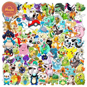 MUYA 100pcs Pokemon Janpanese Anime Stickers Waterproof Vinyl Stickers for Journal Scrapbook Laptop