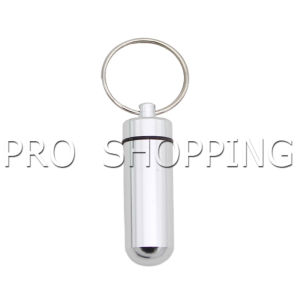 Pro กล่องยายาพวงกุญแจอลูมิเนียม กล่องใส่ยาขนาดเล็กแบบพกพากันน้ำ Keychain Pill Box