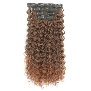 FUNG Full Head Clip in Hair Extensions 20 Inch Natural Long Kinky Curly Thick hair Heat Resistant Layered Synthetic Hair Pieces for Women