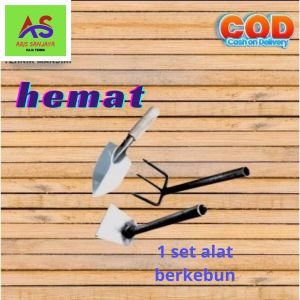 3 Set Alat Berkebun Cangkul Mini Garuk Kecil Sekop Gagang Kayu