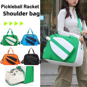 JURHOMIE Nylon Pickleball Racket Shoulder Bag with Shoe Compartment Large Capacity Pickleball Paddle Bag Multifunctional Waterproof Pickleball Handbag Tote
