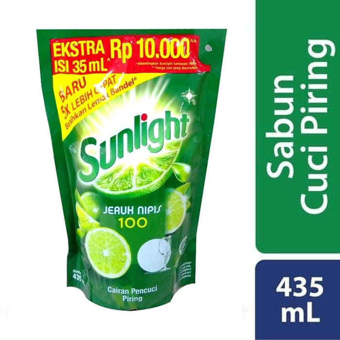 Sunlight Jeruk Nipis Sabun Cuci Piring 400+35ml Kemasan 10.000 - Kids Baby Shop