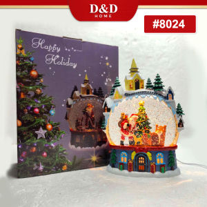 D&D Home Christmas Snow Globe Decorations with Santa and Reindeer Scenes  with Lights & Music Lantern