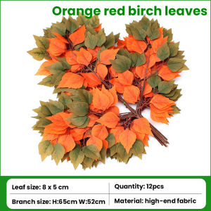 12PCS 65cm Artificial birch leavesplastic rattan flowersDIY home furnishings weddingsparties and garden decorations