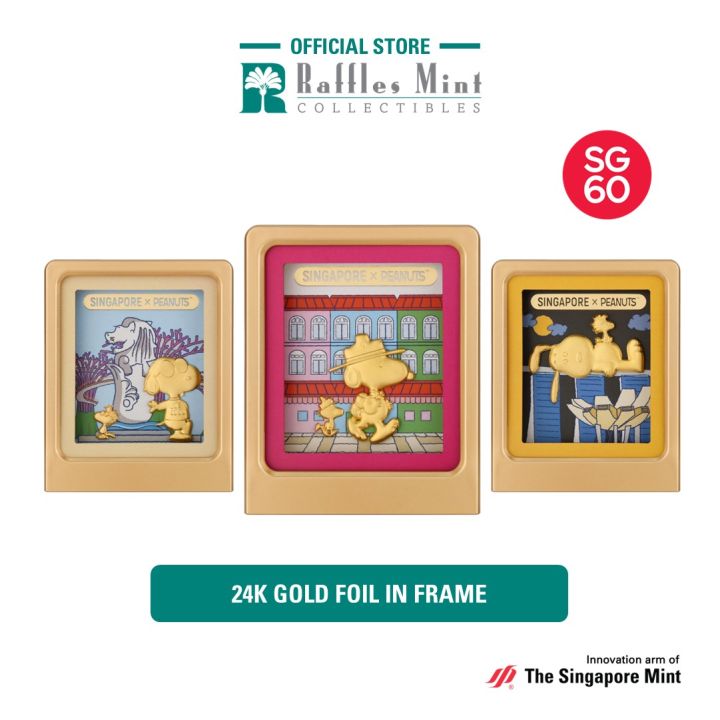 Singapore X Peanuts SG60 24K Gold Foil in Frame [The Singapore