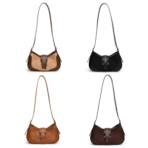 Womens Shoulder Bag Retro Underarm Bags Spacious Interior Casual Handbag PU Leather Crossbody Purse for Everyday Use