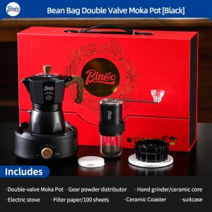 BINCOO Double-Valve Moka Pot Gift Set with Carry Handle New Year Gift Box Wedding Favor 2Cups