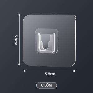 Miếng dán chữ U treo khay kệ ổ cắm router wifi Treo Tường Kitchen PVC cao cấp 6x6cm dính chắc trên bề mặt phẳng không vân nhám