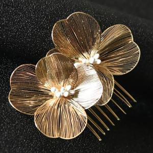 [ShiFu] Ancient Style Flower Hair Clip For Women Girls Wedding Hair Accessories Bride Wedding Hair Combs Bridesmaid Headpiece Gifts