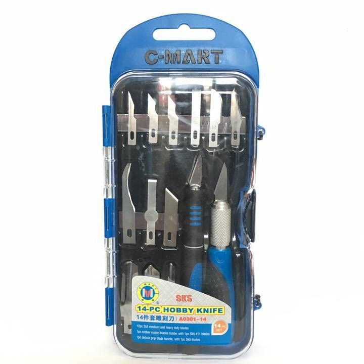 Bộ dao đa năng C-Mart A0301 14 chi tiết, Bộ dao điêu khắc, chạm, trổ ...