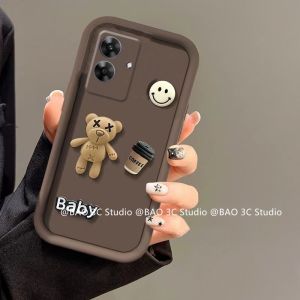 รูปการ์ตูน เคสโทรศัพท์ Phone Case Realme Note 60x Note60x Realme C75 4G เคสโทรศัพท์ เทรนด์ใหม่3D น่ารักสร้างสรรค์กาแฟหมีปลอกอ่อนป้องกันการตกเลนส์พร้อมกำไล2025