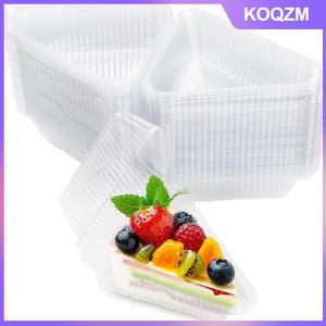 KOQZM 50 100Pcs Cake Slice Container Clear Triangle Dessert Box Reusable Food Packing Box Stackable Sandwich Holder For Fruit Cake