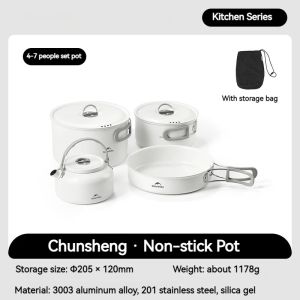 Cooking Set Keramik Anti Lengket Naturehike 4-7P CNK2450CF013 Nesting Alat masak Ultralight Camping Non Stick Panci Penggorengan Kettle