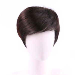Men Natural Realistic Full Wig Handsome Fluffy Real Wig Short Hair Black Middle Age