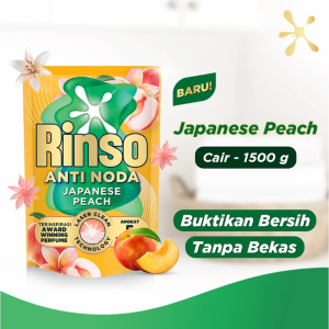 Rinso ANTI NODA Detergent Cair Konsentrat all VARIAN Rose Perfume Japanese Peach Pure 1500g