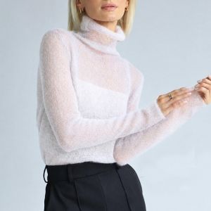 MKZ6053888 Knitted Chic Bottom Sweaters Base Style Hollow Out Turtleneck Pullover chic Casual Long Sleeve Daily Wear
