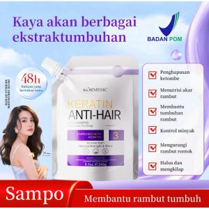 KORMESIC Keratin Anti-Hair Loss Shampoo 240gr - Shampo Rambut Kering & Rusak / Perawatan Rambut Rontok/All In One Shampoo - Penyubur  Penghitam dan Anti Rontok/Shampoo Anti Ketombe Dan Rontok Paling Ampuh Penyubur