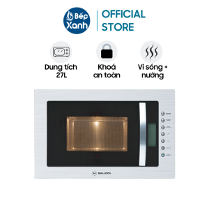 Lò Vi Sóng Âm Tủ Malloca MW-927I (27L) - Có Nướng - 5 Mức Công Suất - Điều Khiển Điện Tử -  Hẹn Giờ Đến 95 Phút  - Khoá An Toàn - Hàng Chính Hãng