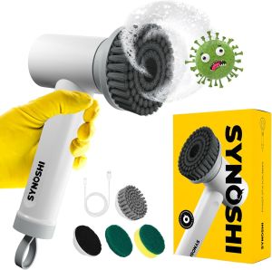 Electric Spin Scrubber Power Cleaning Brush with 3 Heads Cordless Waterproof Shower Scrubber with Dual Speed Perfect for Cleaning Bathroom Tile Cars Floor. Electric Scrub Brush for tub