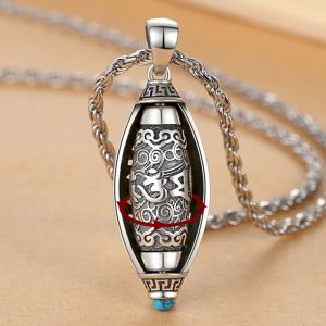 Kalung Mantra Putar Kecil Rantai Kalung Liontin Kalung Buddha Shurangama Gantungan Kalung Pria Keren