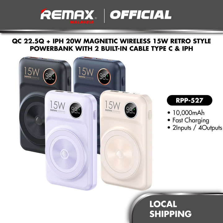 Remax RPP-527 10000mAh QC 22.5W + IPh 20W Magnetic Wireless 15W Retro ...