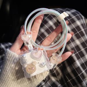 ชุดสายชาร์จเครื่อง พร้อมส่ง ลายการ์ตูนโบโบชมพู สำหรับ 18W/20W/25W/35W แบบหรูหรา