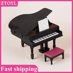 ZTOYL💝 1:12 Dollhouse Miniature Piano W Stool Instrument Chair Model Living Room Furniture Decor Toy Doll House Accessories