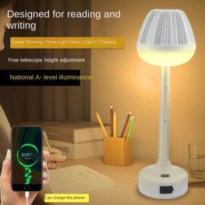 HIV00 Có thể điều chỉnh Đèn bàn đọc sách có thể thu gọn Ba màu USB Đèn ngủ cảm ứng Đơn giản Điều chỉnh độ sáng bằng cảm ứng Đèn bàn Học tập