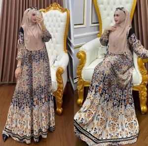 Gamis Set Hijab Rayon Diamond Mewah Murah Elegan 2025