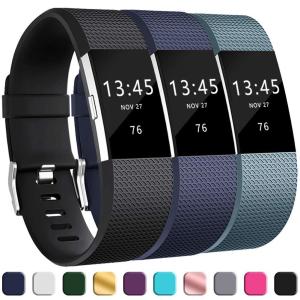 3 PCS Replacement Straps Bands for Fitbit Charge 2 Women Men Adjustable Classic Soft Silicone Wristbands for Fitbit Charge 2 Large Small