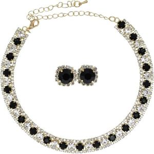 SDSFD Hoài cổ Vòng cổ pha lê Cổ điển Thủ công Vòng Cổ Choker Kim cương giả Cứng cáp Đầy màu sắc Bộ Bông tai vòng cổ Phụ kiện trang sức