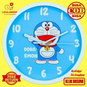 Jam Dinding Quartz Anak Anak Unik Karakter NN1101 Doraemon Biru Hiasan Rumah Original BestSeller Besar