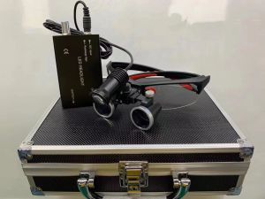2.5X 3.5X Binocular Dental Loupe Surgery Medical Magnifier with 3W Headlight Metal Case Surgical Magnifying Glasses for Dentist