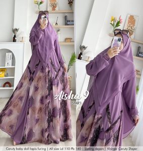 MAHDIYA OUTFIT - GAMIS AISHA 9 SYARI - BUSUI SET KERUDUNG - GAUN PESTA MUSLIMAH ADEM MEWAH