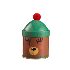 YERZ Tinplate Christmas Candy Storage Box Santa Claus/Snowman/Penguin Sealed Christmas Hat Storage Tin Cute Dustproof Christmas Biscuits Cookie Jar for Kids