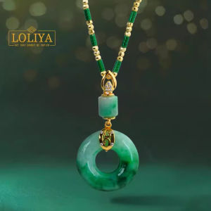 Hetian Jade Peace Button Necklace Green Jade Peace Buckle Pendant Light Luxury Hetian Jade Clavicle Chain Fashion Women Accessories Jewelry