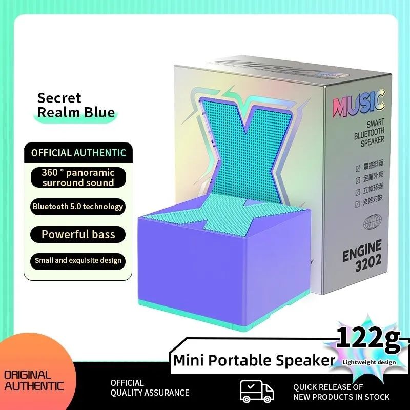 X1 Mini Wireless Portable Outdoor Subwoofer HIFI Metal Bluetooth V5.0 Speaker 360° Sound Surround Creative Gifts Small and Exquisite. 