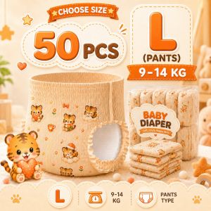 Baby Diaper Pants M-5XL 50pcs Soft Breathable Leakproof Overnight Pull Up Diapers for Boys and Girls