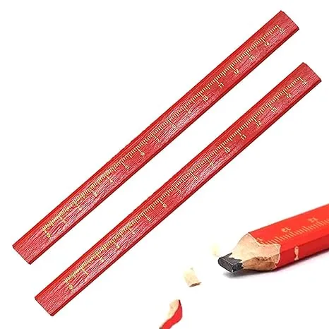 100-Pack Carpenter Pencils – Octagonal Red Hard Black Pencils With Scale Ruler, For Woodworking, Concrete & Rough Surface Marking