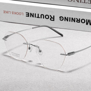 MAOLAZI แว่นตาแฟชั่นหรูหราย้อนยุคไทเทเนียมแท้สวมใส่สบายไร้แว่นตาตามใบสั่งแพทย์กรอบแว่นตาสำหรับผู้ชายผู้หญิง S129