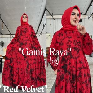 Gamis Raya Twill BG Collection Motif Red Velvet