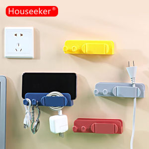 Houseeker Giá Giữ Phích Cắm Tường Móc Dính Sạc Điện Thoại Di Động Kẹp Cố Định Lưu Trữ Dây Kẹp Cố Định Dây Không Cần Đục Lỗ