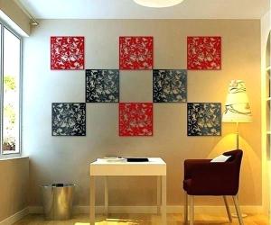 LazaraHome 12ชิ้นดอกไม้แขวนผนังกั้นห้องฉากพับพื้นที่สีขาวสีดําสีแดง