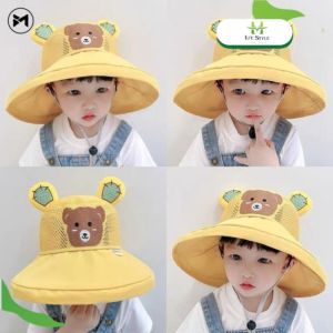 Mũ Gấu Vàng Cho Bé – Tai Thú 3D Vành Rộng Chống UV Mũ Trẻ Em Baby Style