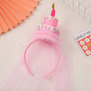 ACC 404 HAIRBAND PESTA ULANG TAHUN BANDO ANAK HAPPY BIRTHDAY LAYER CAKE 3D NYAMAN IMPORT