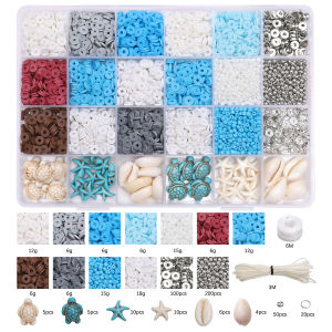 3270Pcs/Box Colorful Soft Clay Beads Shell Starfish Set Jewelry Making Kit DIY Handmade Summer Ocean Style Necklaces Bracelets Anklets