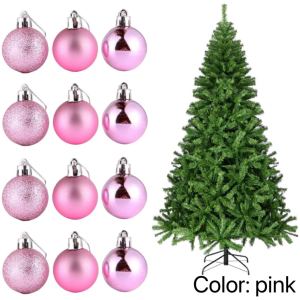 BINLU 12pcs 6cm Christmas Balls Set Shiny Matte Glitter Christmas Tree Ornaments Gold Pink Champagne Color Options in Clear Tube Packaging for Home Condo Office Party and Christmas Decorations