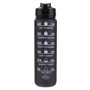 1000ml Sports Water Bottle Leakproof Fitness Cups Straw Water Bottle with Time Scale for Fitness Cycling