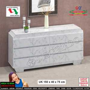 Distrindo - Bufet Meja Serbaguna 6 LACI 150 cm dengan Lemari Rak tersembunyi